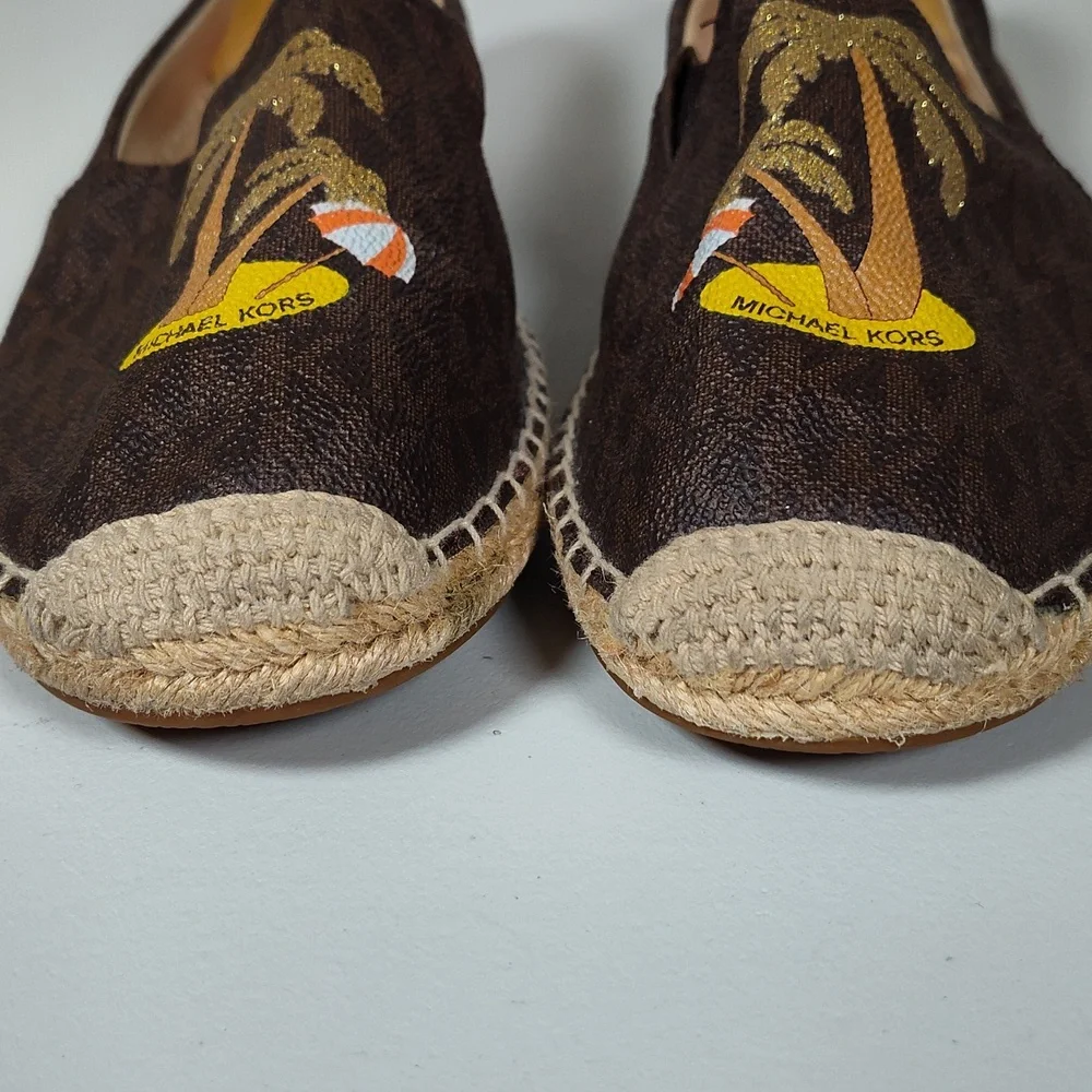 Michael Kors Kendrick‎ tropical palm tree slip on espadrilles 8.5